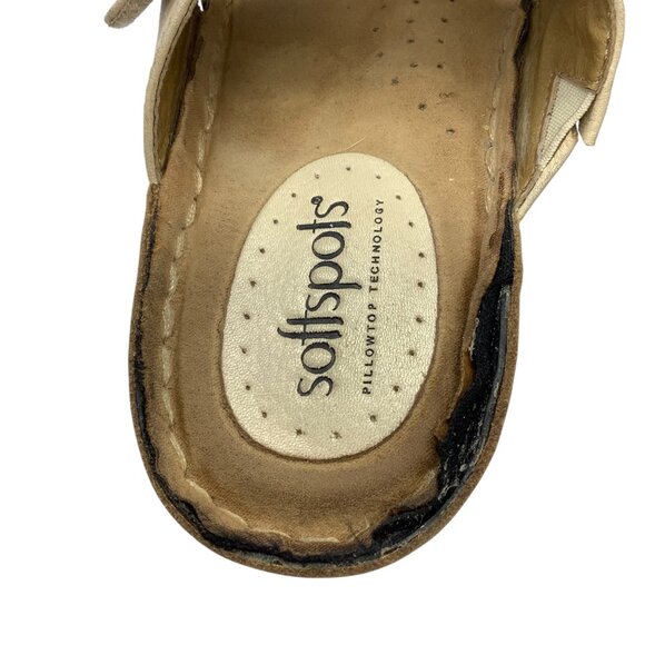 Softspots Beige Gold Wedge Sandals Hook Loop Straps Women Sz 7.5 - Picture 6 of 6